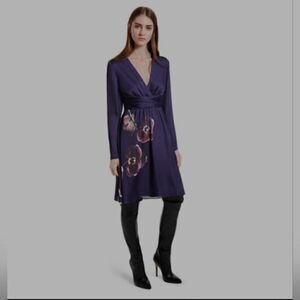 NWT Altuzarra  Satin Wrap Dress Purple Orchid Print Women’s Size 6